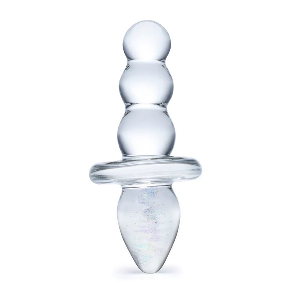 Glass 4.5inch Titus Beaded Dildo Clear