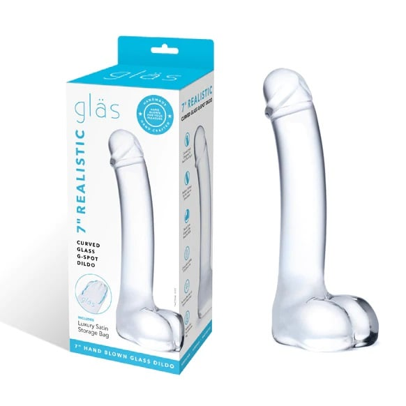 Glass 7inch Realistic Curved Dildo Clear