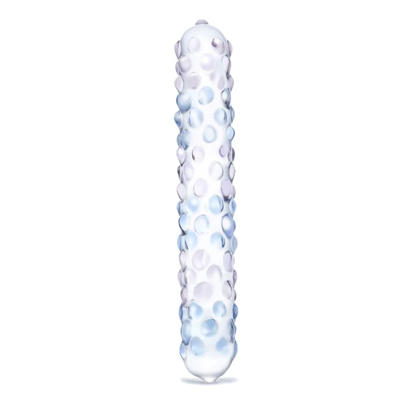 Glass 7inch Rose Nubby Dildo Purple