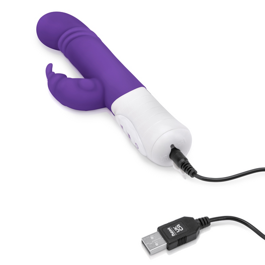 Rabbit Essentials Rechargeable Slim Shaft thrusting G Spot Rabbit Vibrator Purple