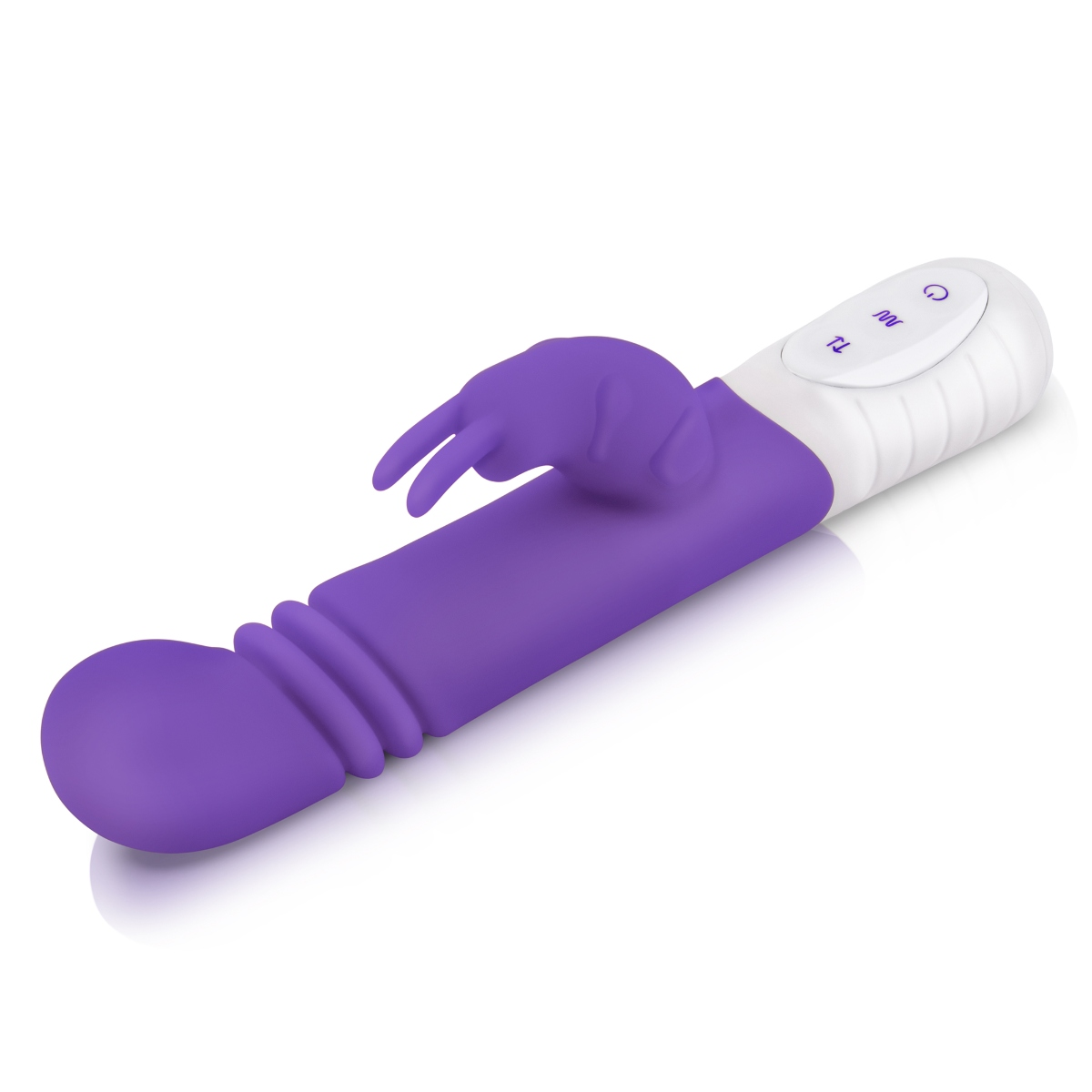 Rabbit Essentials Rechargeable Slim Shaft thrusting G Spot Rabbit Vibrator Purple