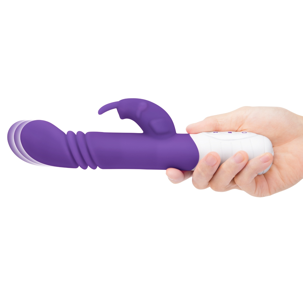 Rabbit Essentials Rechargeable Slim Shaft thrusting G Spot Rabbit Vibrator Purple