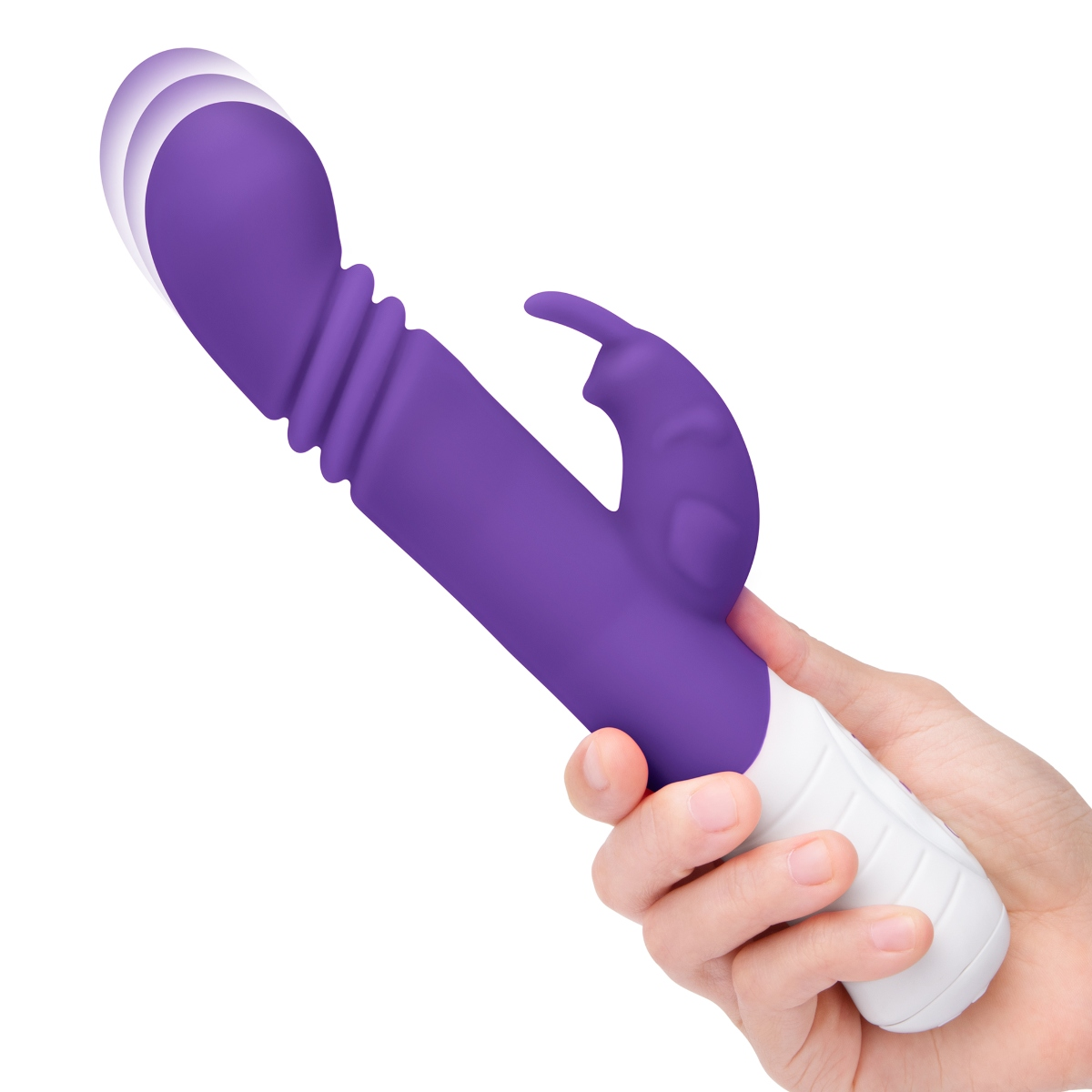 Rabbit Essentials Rechargeable Slim Shaft thrusting G Spot Rabbit Vibrator Purple