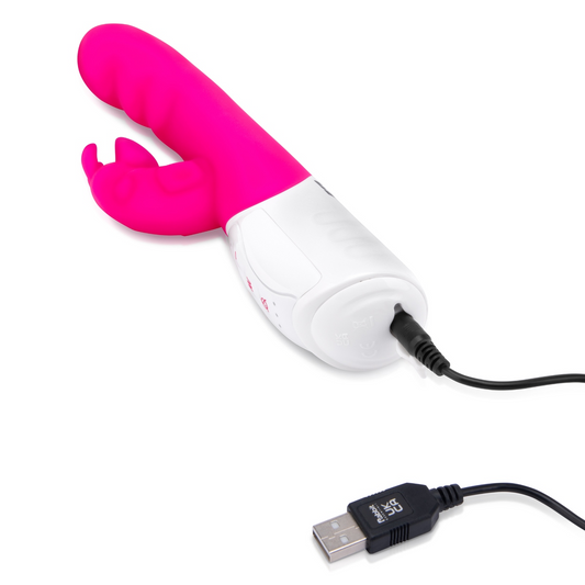 Rabbit Essentials RR Rechargeable Clitoral Suction Rabbit Vibrator Hot Pink