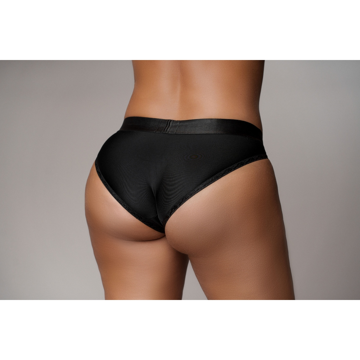 Ouch Vibrating Strap on Hipster Open Crotch Panties XLXXL Black