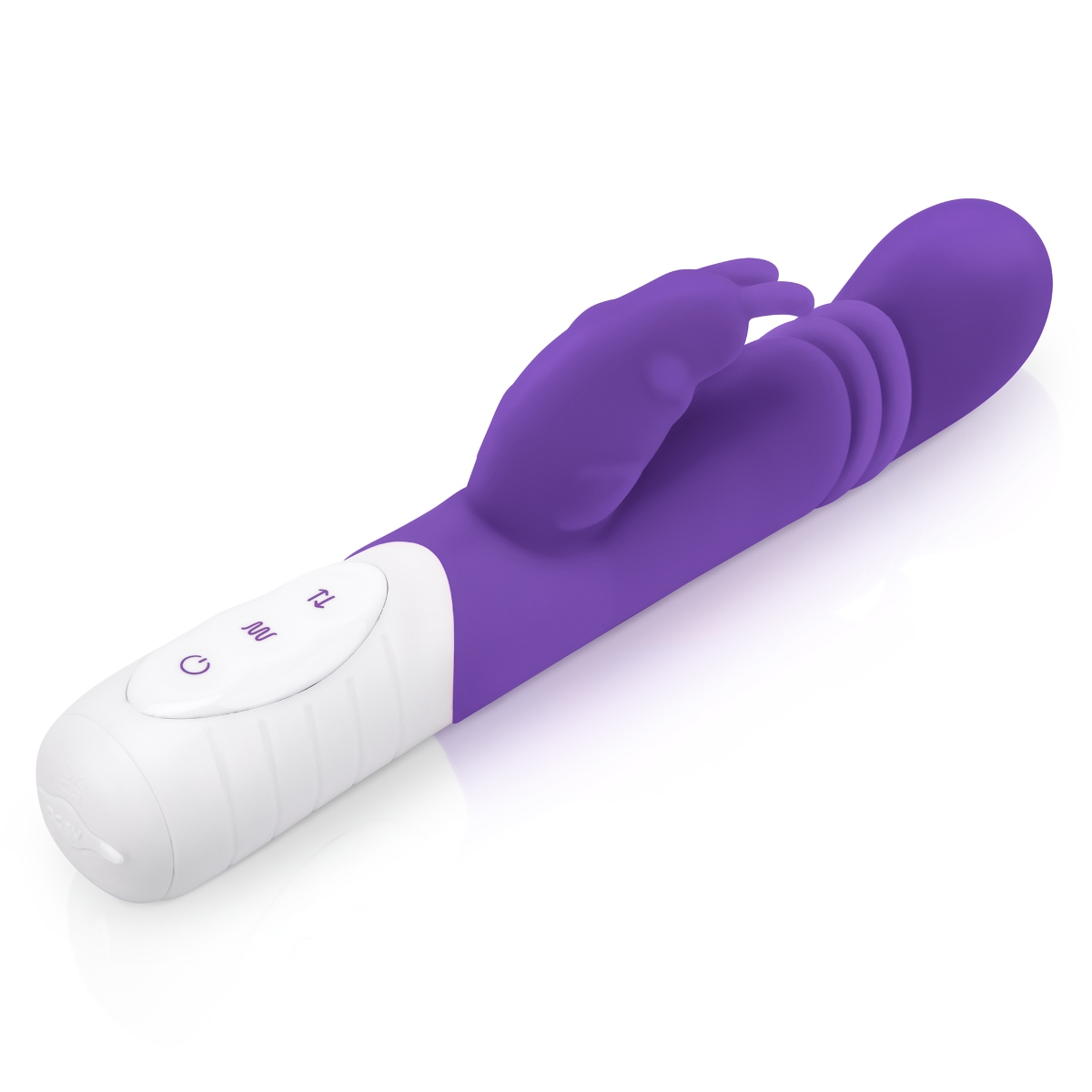 Rabbit Essentials Rechargeable Slim Shaft thrusting G Spot Rabbit Vibrator Purple