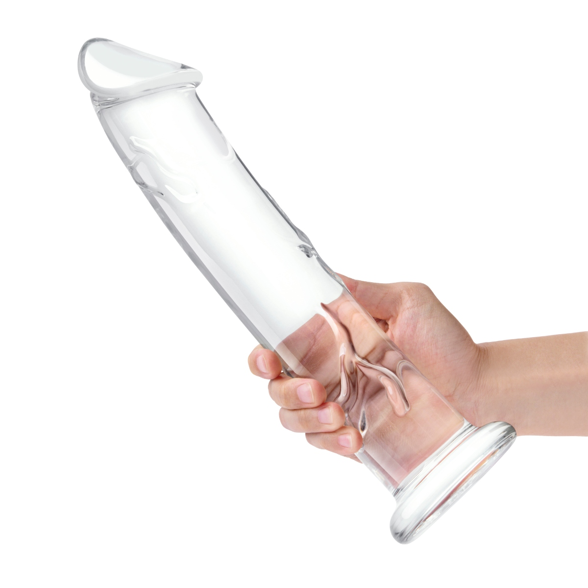 Glass 12inch Glass Dildo With Veins and Flat Base