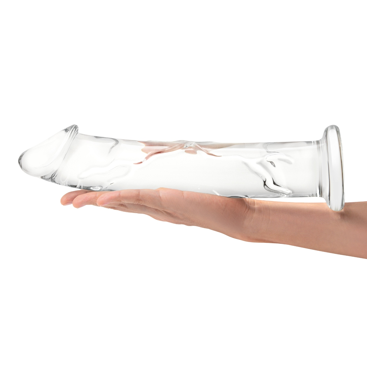 Glass 12inch Glass Dildo With Veins and Flat Base